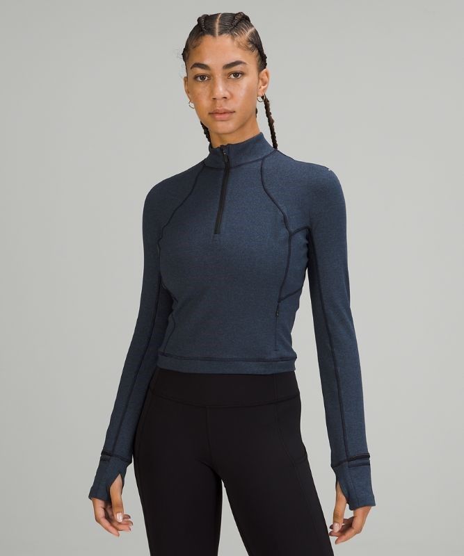 Lululemon Rulu Run Cropped Half-Zip Tröjor Dam Marinblå Svarta | ADIX-40325