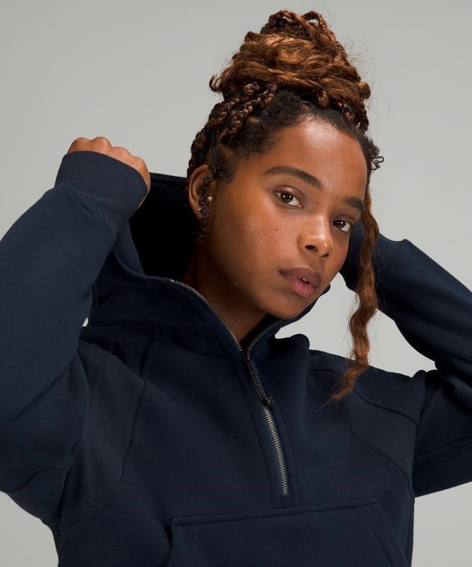 Lululemon Scuba Oversized 1/2 Zip Hoodie Hoodie Dam Marinblå | YHSD-21879