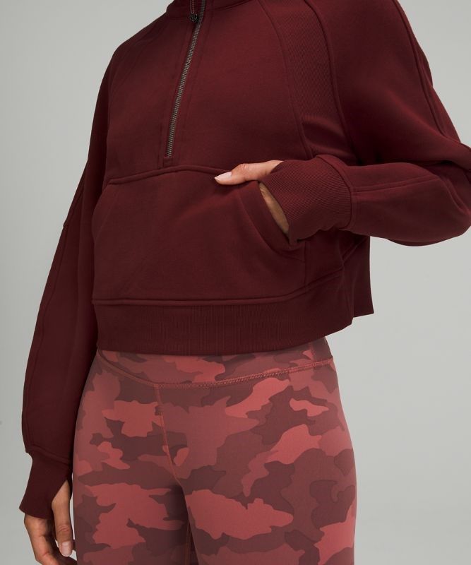 Lululemon Scuba Oversized 1/2 Zip Hoodie Hoodie Dam Röda Vinröda | ASNO-74956