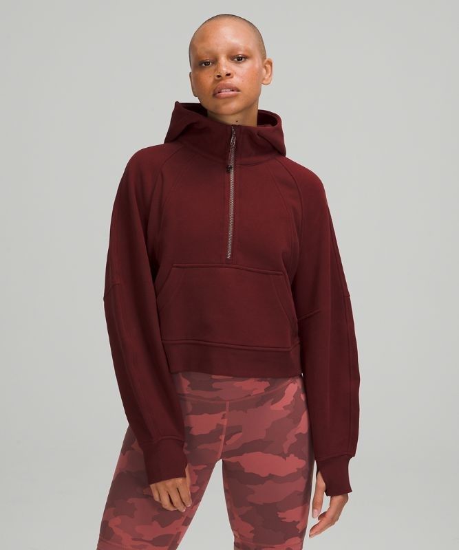 Lululemon Scuba Oversized 1/2 Zip Hoodie Hoodie Dam Röda Vinröda | ASNO-74956