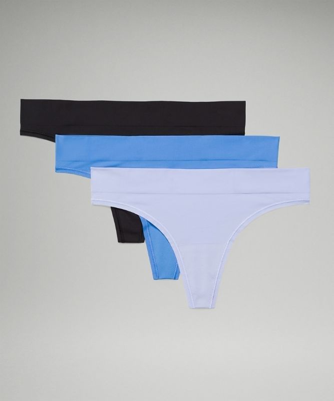 Lululemon Seamless Mid-Rise Thong Underwear 3 Pack Underkläder Dam Svarta Blå Lavendel | MVWR-86719