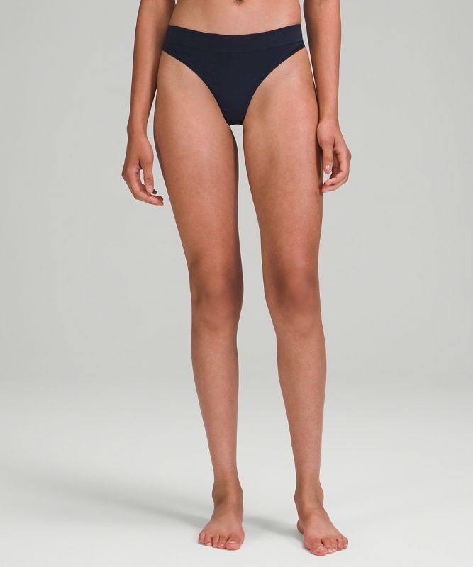 Lululemon Seamless Mid-Rise Thong Underwear 3 Pack Underkläder Dam Svarta Marinblå Ljusolivgröna | ZHFS-97425