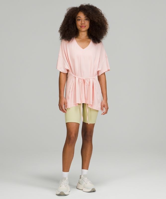 Lululemon Side Tie V-Neck T-Shirt Blast Dam Rosa Vita | AUDY-73910