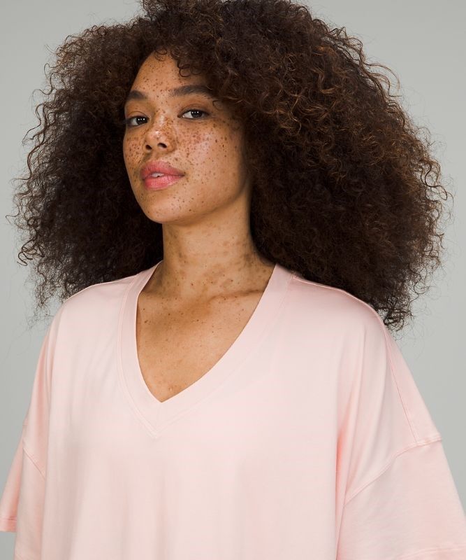 Lululemon Side Tie V-Neck T-Shirt Blast Dam Rosa Vita | AUDY-73910