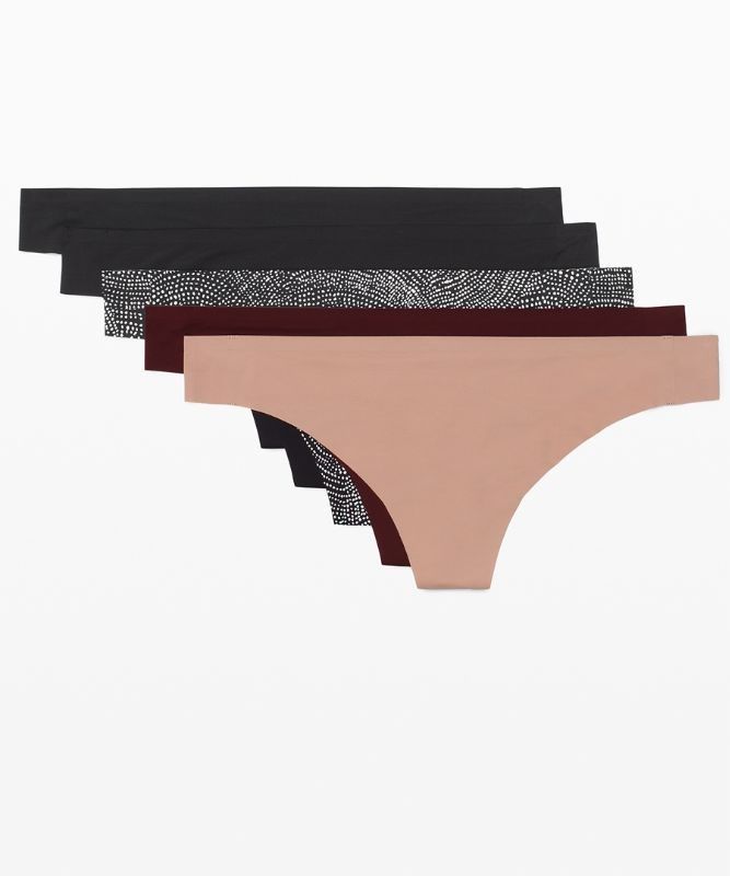Lululemon Smooth Seamless Thong 5 Pack Underkläder Dam Svarta Bruna Vita Svarta Svarta Mörkröda | QRJD-19763