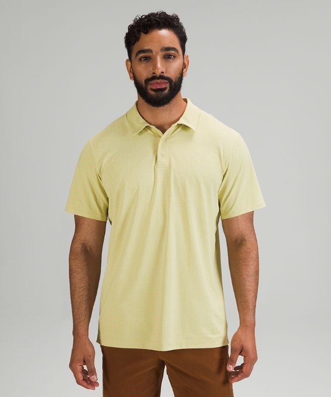 Lululemon Snap Front Performance Polo SS Blast Herr Vita Gröna | RSXJ-26578