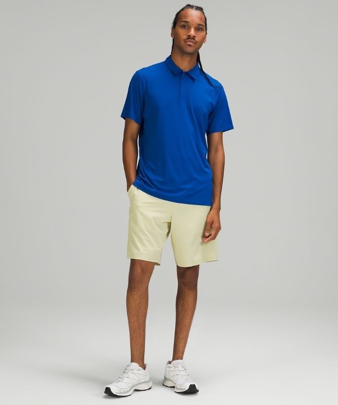 Lululemon Snap Front Performance Short Sleeve Polo Shirt Blast Herr Blå | ONBK-41375