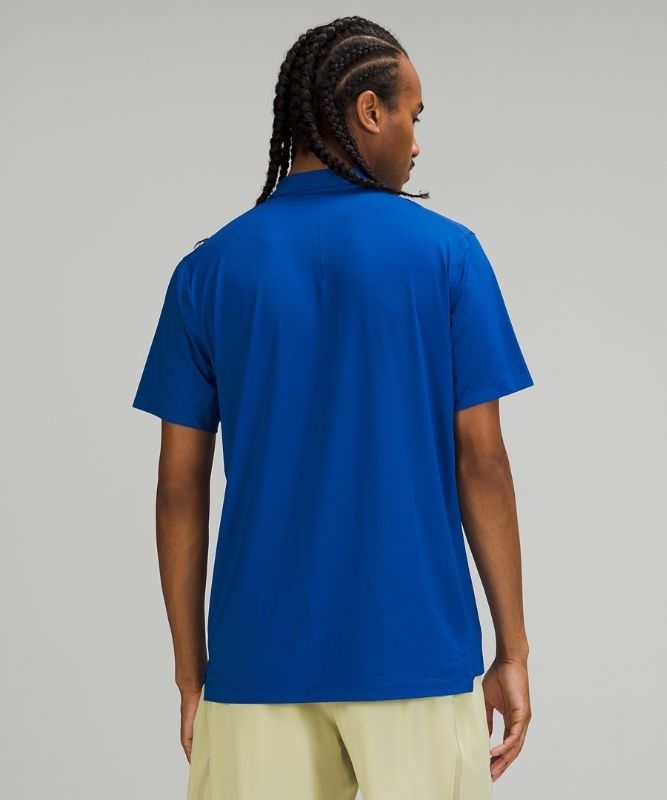 Lululemon Snap Front Performance Short Sleeve Polo Shirt Blast Herr Blå | ONBK-41375