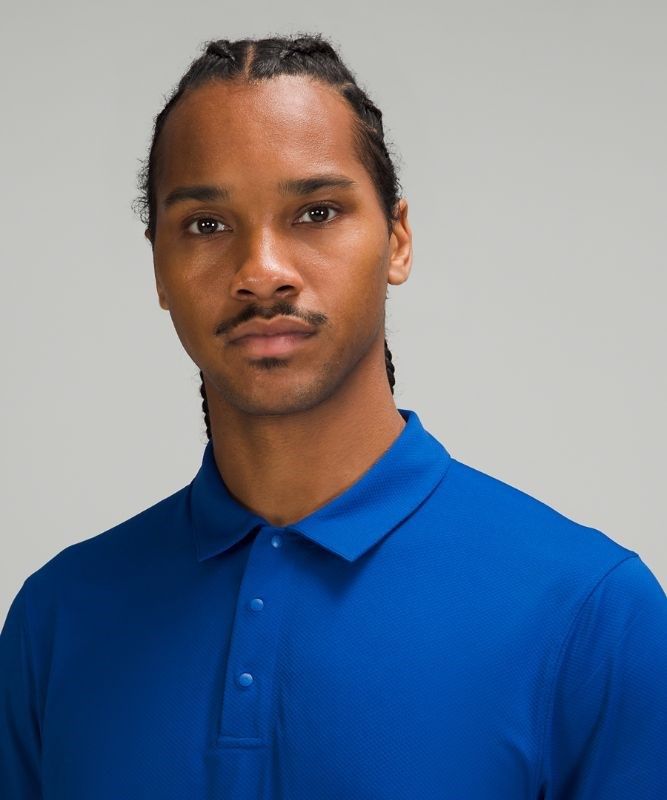 Lululemon Snap Front Performance Short Sleeve Polo Shirt Blast Herr Blå | ONBK-41375