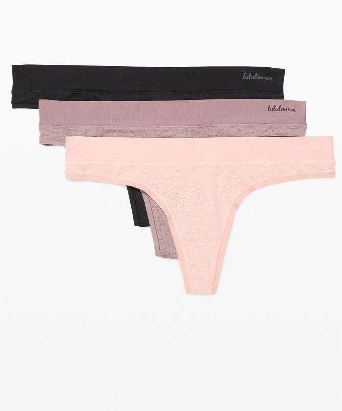 Lululemon Soft Breathable Thong 3 Pack Underkläder Dam Lila Svarta | FQDW-70345