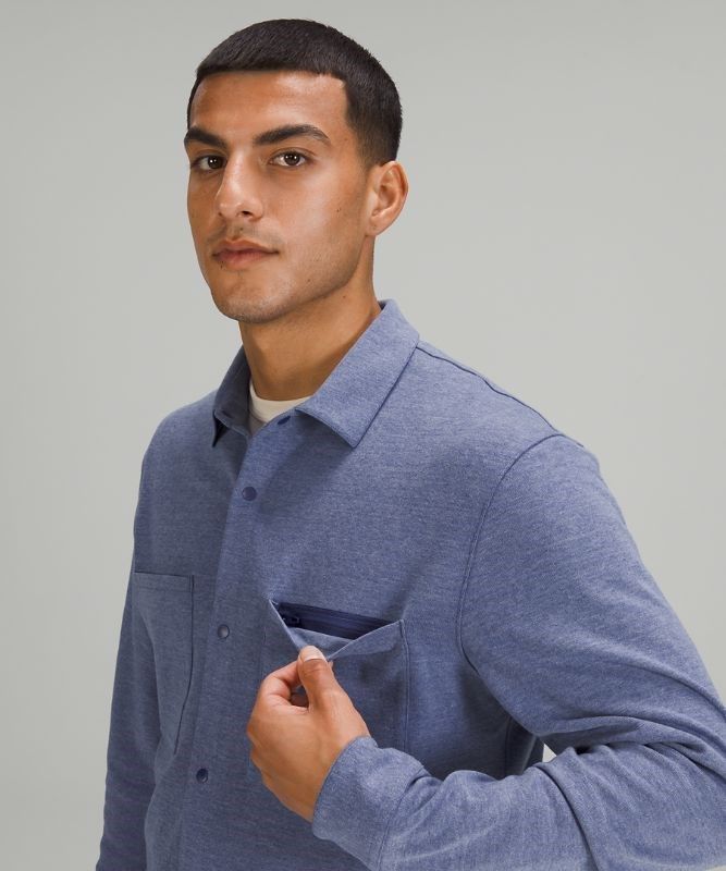 Lululemon Soft Knit Overshirt Blast Herr Heathered Larkspur | GLJP-96175