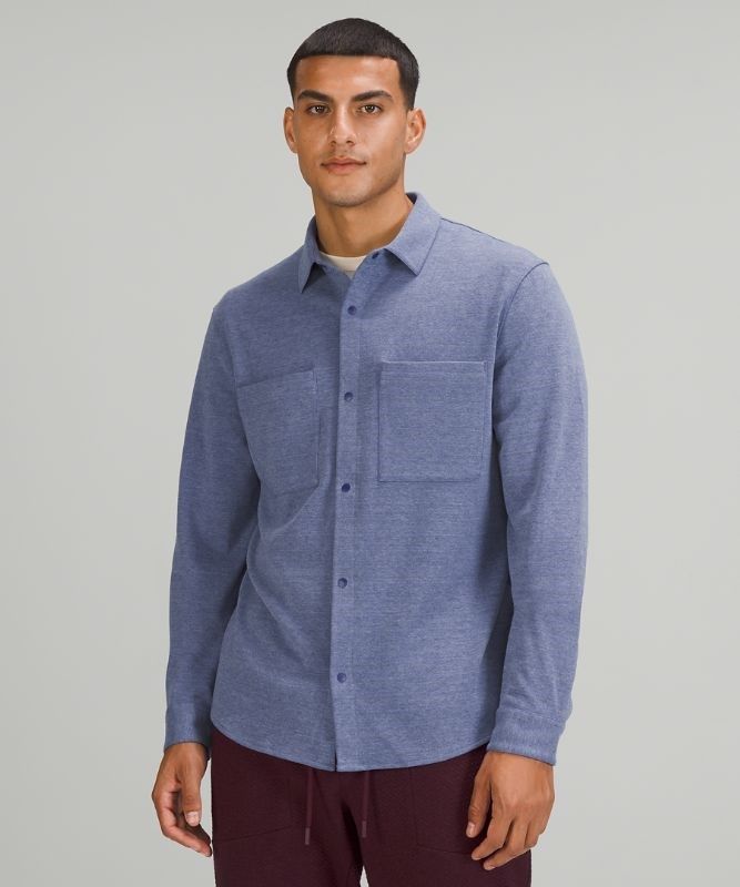 Lululemon Soft Knit Overshirt Blast Herr Heathered Larkspur | GLJP-96175