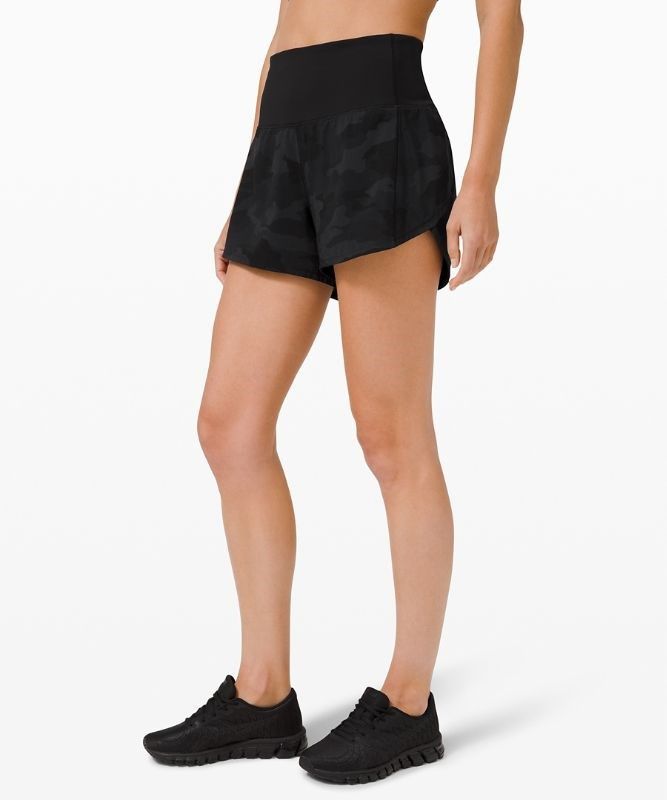 Lululemon Speed Up High-Rise Short 4 Lined Shorts Dam Camo Svarta Olika Färger Svarta | SRXJ-71048