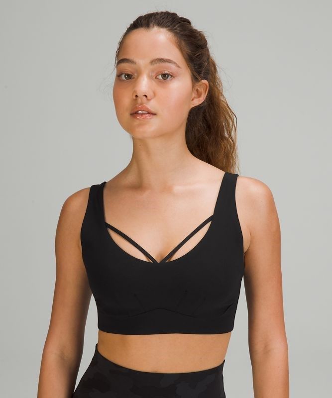 Lululemon Strappy Nulu Yoga Bra Light Support, C/D Cup Sport BH Dam Svarta | BLCN-69512