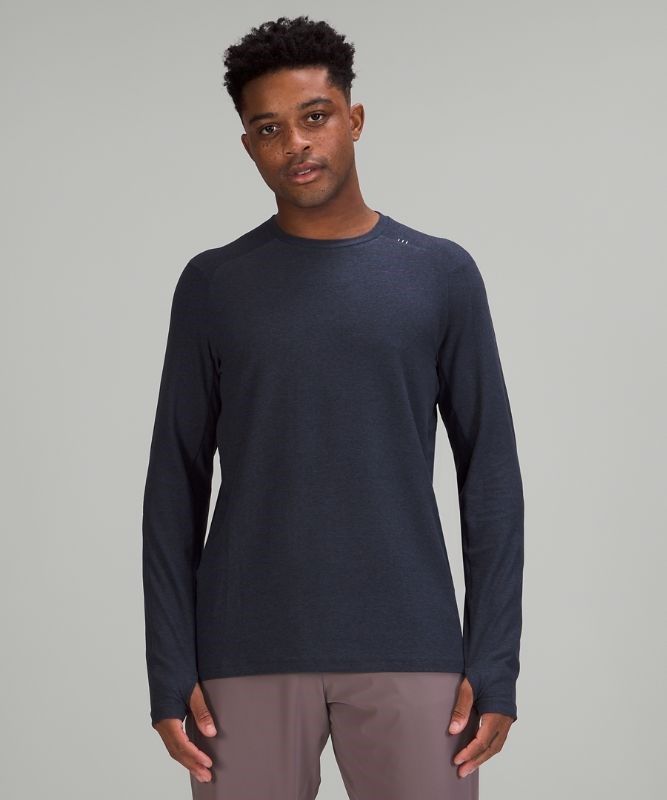 Lululemon Surge Warm Crew Tröjor Herr Marinblå Svarta | VYAQ-06483