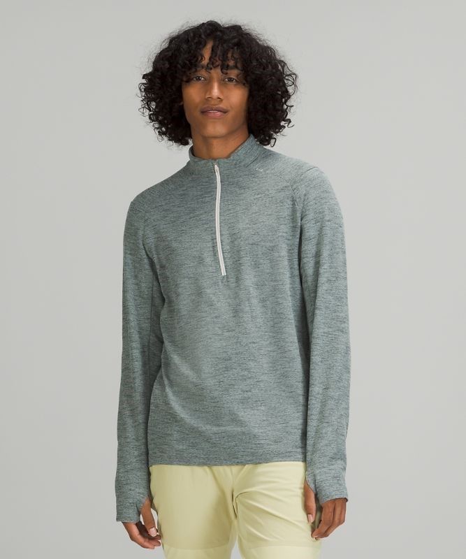 Lululemon Surge Warm Half-Zip Tröjor Herr Mintgröna Vita | HULC-18479