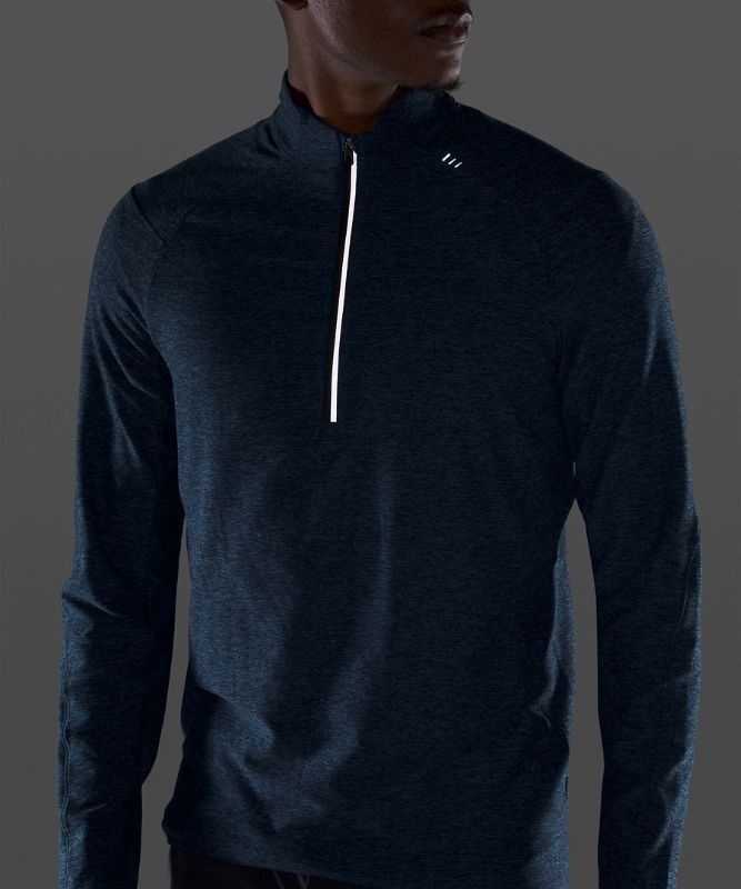 Lululemon Surge Warm Half-Zip Tröjor Herr Marinblå Svarta | VFLI-49837
