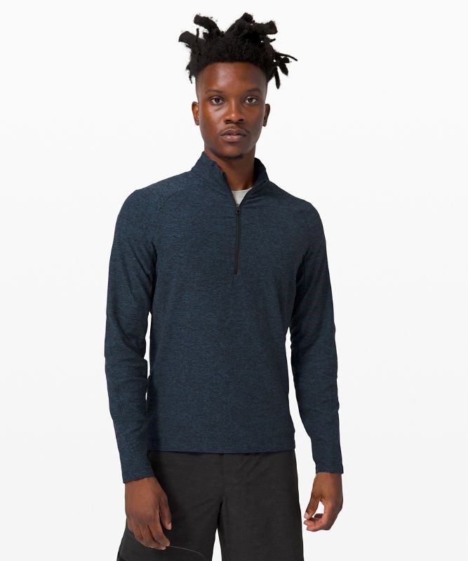 Lululemon Surge Warm Half-Zip Tröjor Herr Marinblå Svarta | VFLI-49837