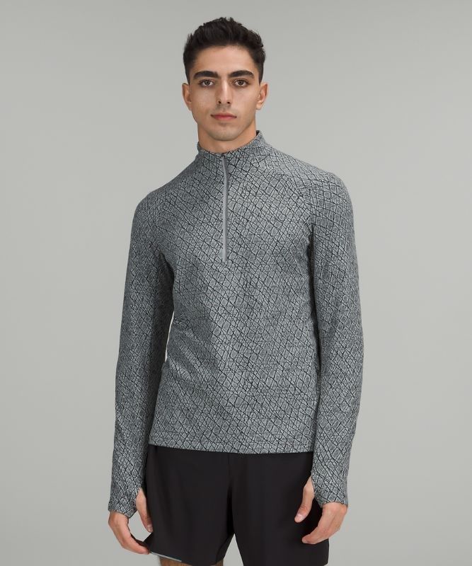 Lululemon Surge Warm Half Zip Tröjor Herr Grå Svarta | RAND-30645