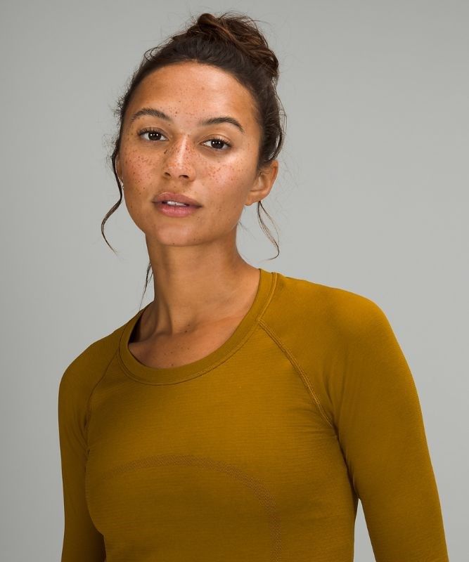 Lululemon Swiftly Tech Long Sleeve 2.0 Blast Dam Guld Bruna Guld Bruna | FCED-21975