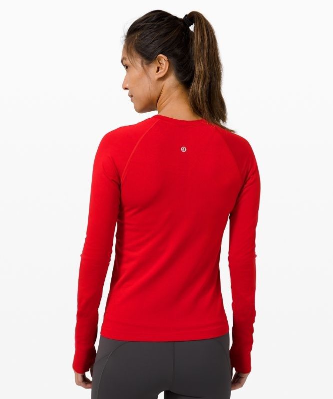 Lululemon Swiftly Tech Long Sleeve 2.0 Race Blast Dam Mörkröda Mörkröda | IJGR-05924