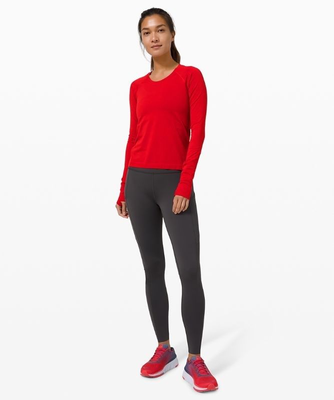 Lululemon Swiftly Tech Long Sleeve 2.0 Race Blast Dam Mörkröda Mörkröda | IJGR-05924