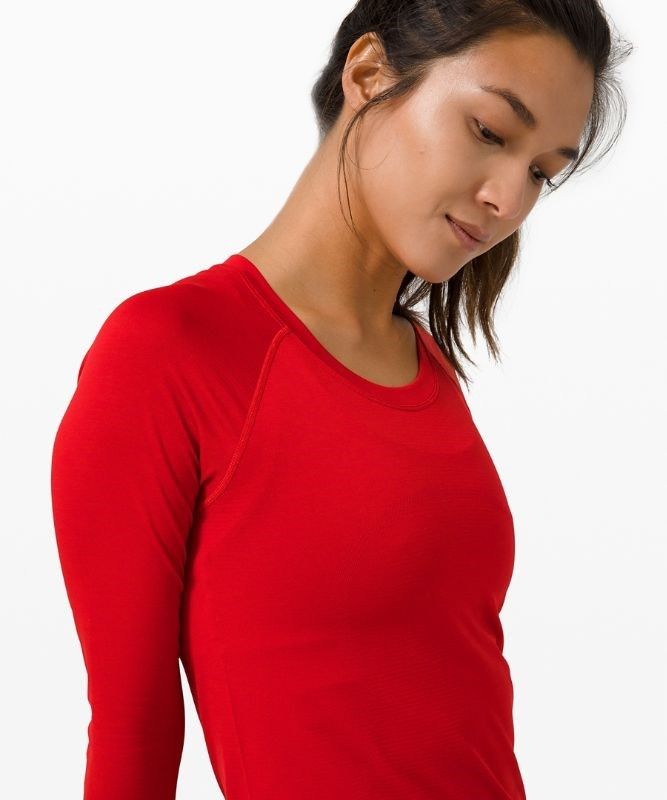 Lululemon Swiftly Tech Long Sleeve 2.0 Race Blast Dam Mörkröda Mörkröda | IJGR-05924