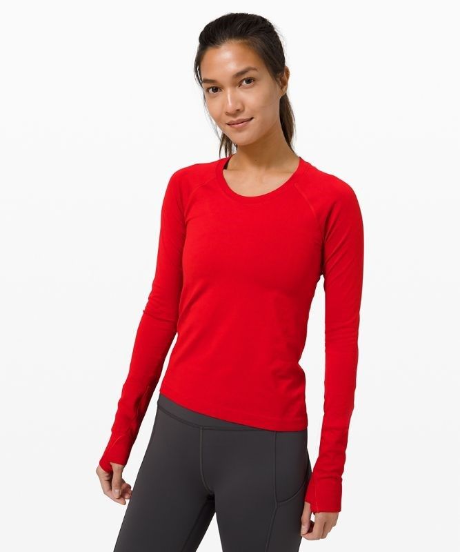 Lululemon Swiftly Tech Long Sleeve 2.0 Race Blast Dam Mörkröda Mörkröda | IJGR-05924
