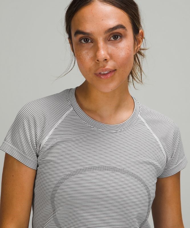 Lululemon Swiftly Tech Short Sleeve 2.0 Blast Dam Vita Svarta | LTEO-85329
