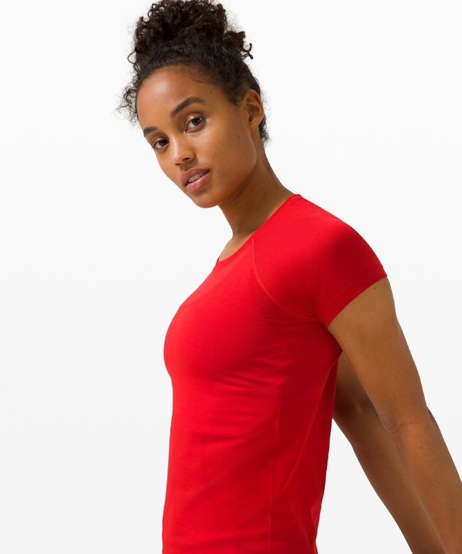 Lululemon Swiftly Tech Short Sleeve 2.0 Blast Dam Mörkröda Mörkröda | BWHC-14509