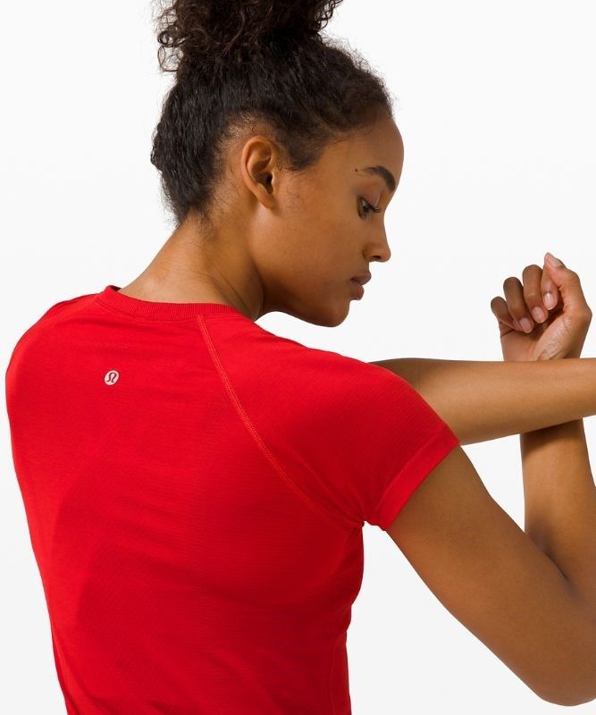 Lululemon Swiftly Tech Short Sleeve 2.0 Blast Dam Mörkröda Mörkröda | BWHC-14509