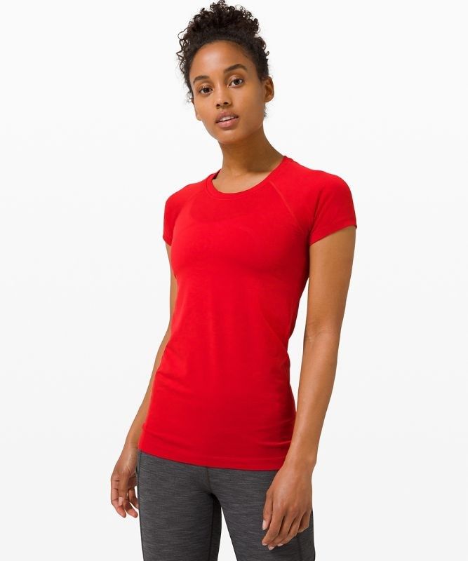 Lululemon Swiftly Tech Short Sleeve 2.0 Blast Dam Mörkröda Mörkröda | BWHC-14509