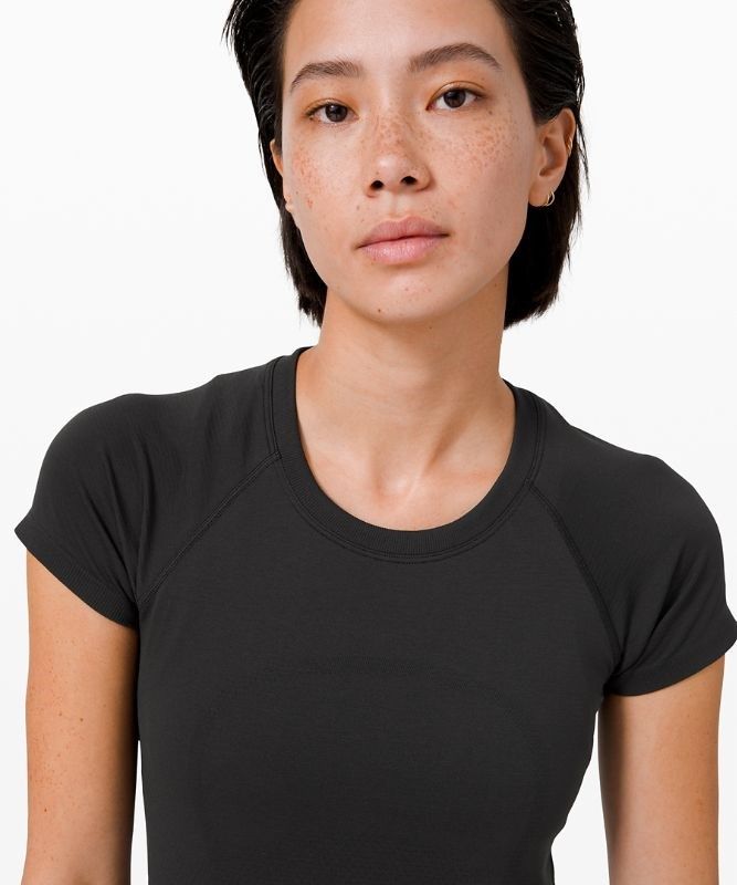 Lululemon Swiftly Tech Short Sleeve 2.0 Blast Dam Svarta Svarta | BDJX-39547