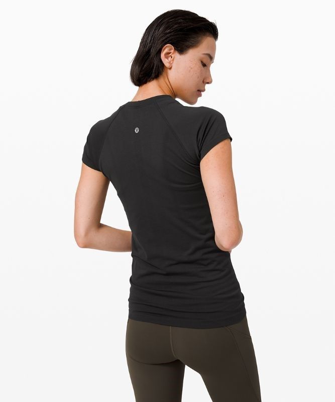 Lululemon Swiftly Tech Short Sleeve 2.0 Blast Dam Svarta Svarta | BDJX-39547