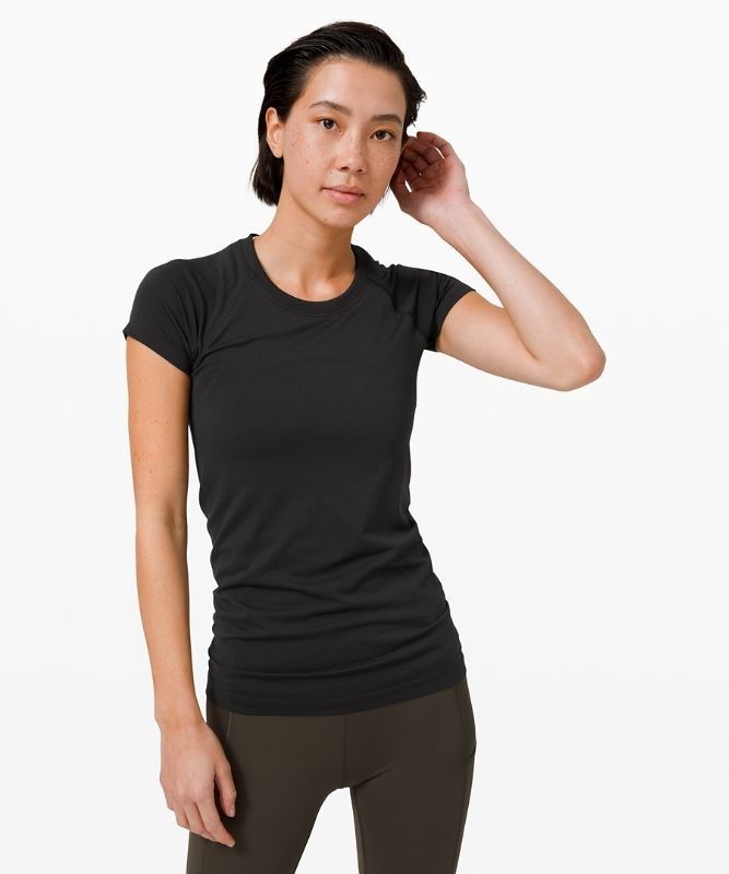 Lululemon Swiftly Tech Short Sleeve 2.0 Blast Dam Svarta Svarta | BDJX-39547
