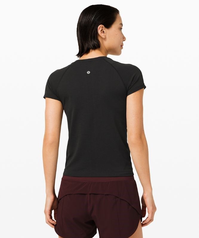 Lululemon Swiftly Tech Short Sleeve 2.0 Race Length Blast Dam Svarta Svarta | YSZG-93708