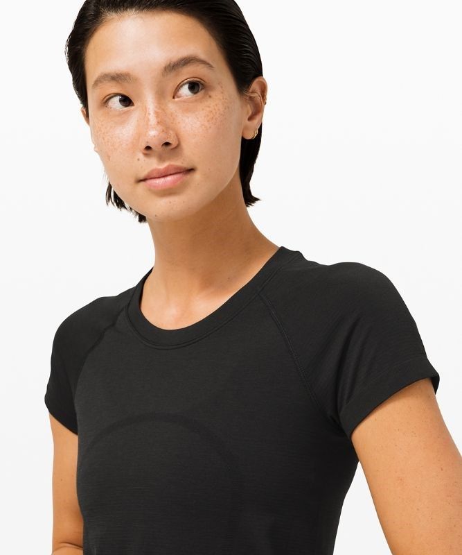 Lululemon Swiftly Tech Short Sleeve 2.0 Race Length Blast Dam Svarta Svarta | YSZG-93708