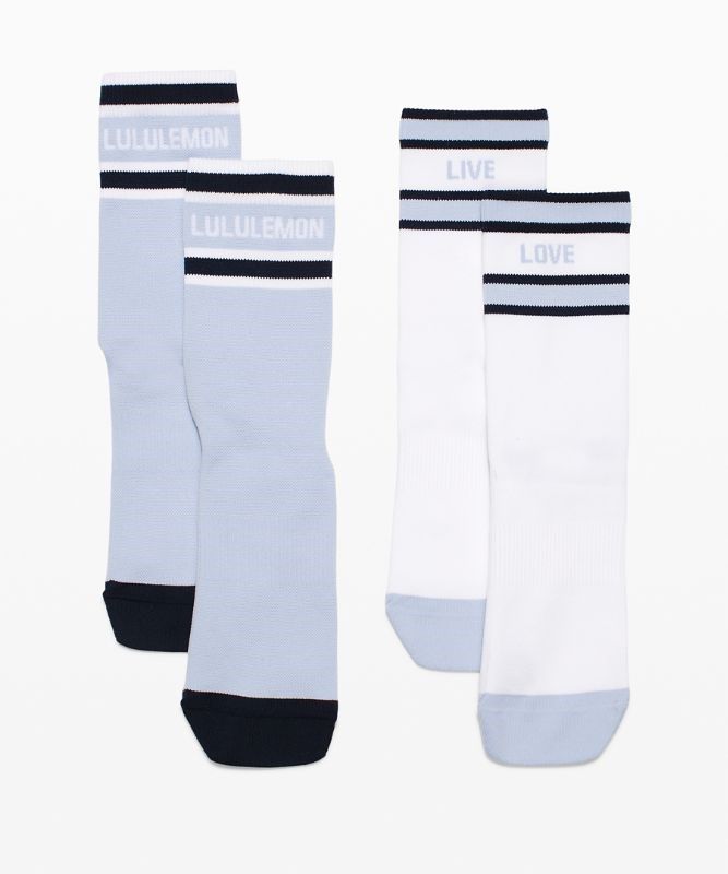 Lululemon Tale To Tell Quarter Sock 2 Pack Strumpor Accessories Vita Blå Beige Marinblå | VMOH-78146