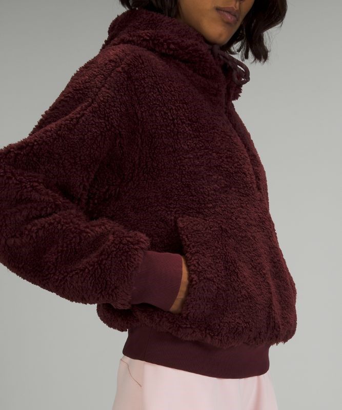 Lululemon Textured Fleece 1/2 Zip Tröjor Dam Röda Vinröda | ZCUD-21658