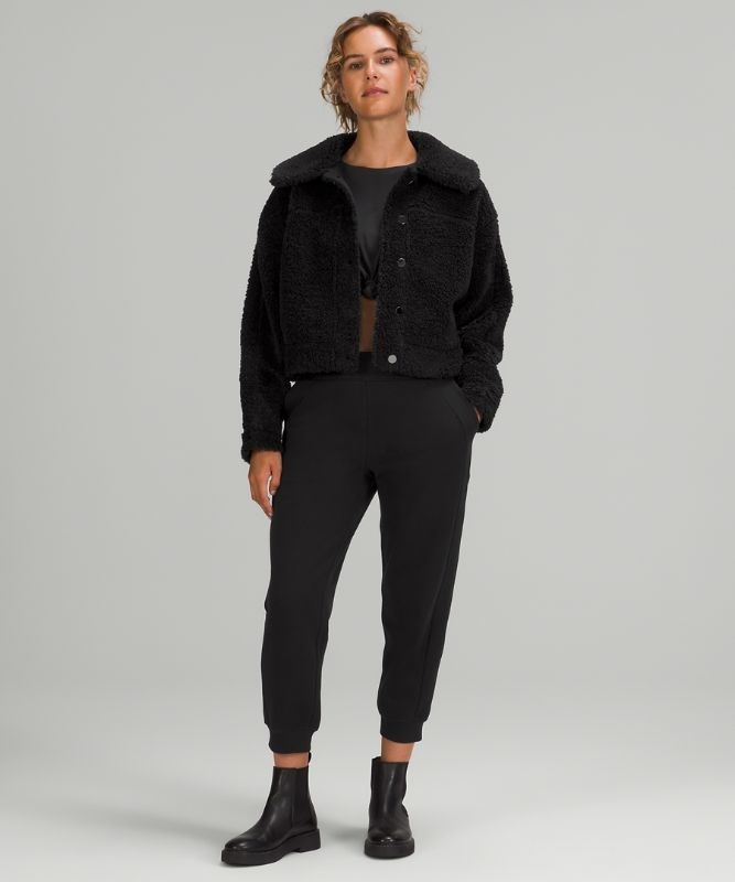 Lululemon Textured Fleece Button Jacket Jackor Dam Svarta | MPRY-92107
