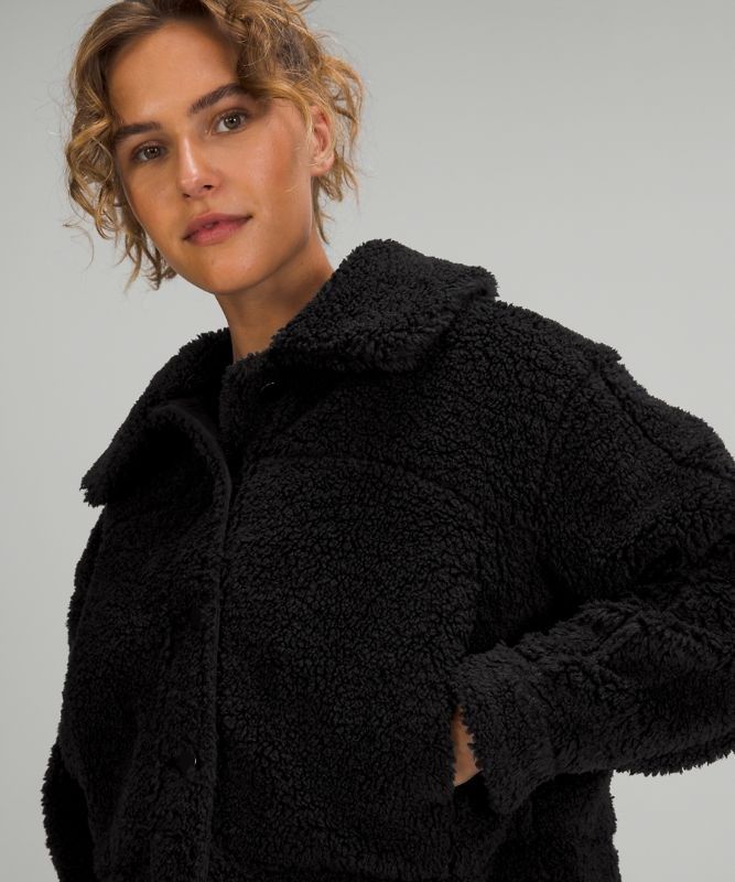 Lululemon Textured Fleece Button Jacket Jackor Dam Svarta | MPRY-92107