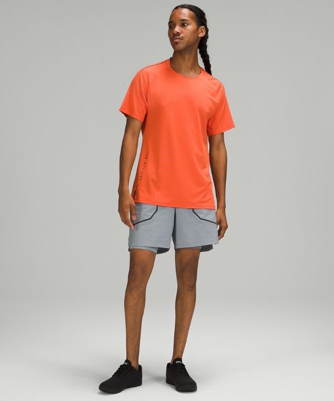 Lululemon Textured Training Short Sleeve Blast Herr Korall | QCSJ-96754