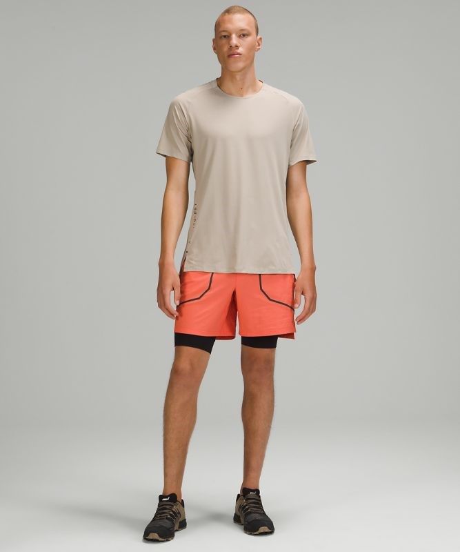 Lululemon Textured Training Short Sleeve Blast Herr Beige | UOQG-35482