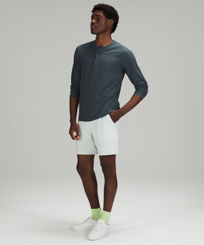 Lululemon The Fundamental Long Sleeve Henley Blast Herr Blå | VNTO-53190