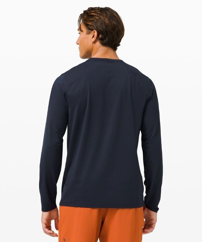 Lululemon The Fundamental Long Sleeve Shirt Blast Herr Marinblå | MFXI-91268