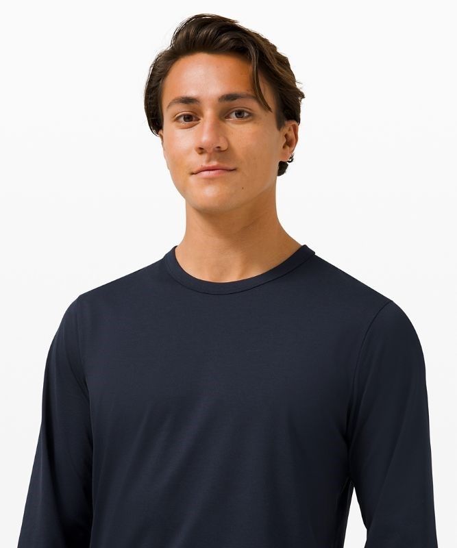 Lululemon The Fundamental Long Sleeve Shirt Blast Herr Marinblå | MFXI-91268