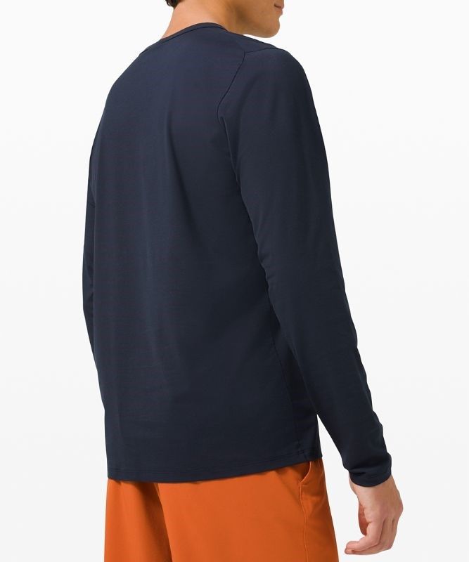 Lululemon The Fundamental Long Sleeve Shirt Blast Herr Marinblå | MFXI-91268
