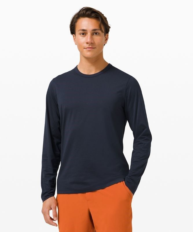 Lululemon The Fundamental Long Sleeve Shirt Blast Herr Marinblå | MFXI-91268