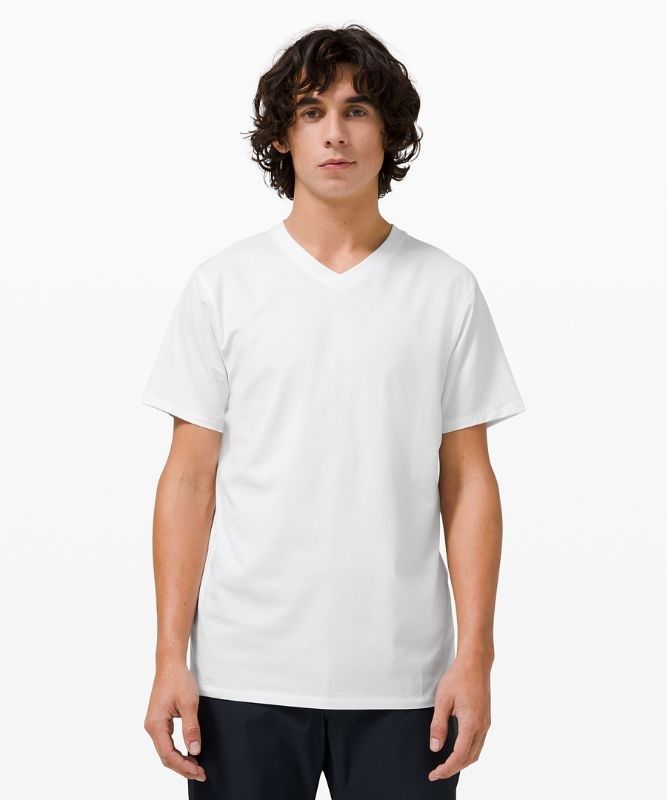 Lululemon The Fundamental V-Neck T-Shirt Blast Herr Vita | NHLF-36728