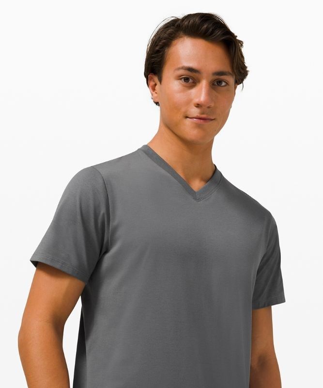 Lululemon The Fundamental V-Neck T-Shirt Blast Herr Anchor | CKLD-57843
